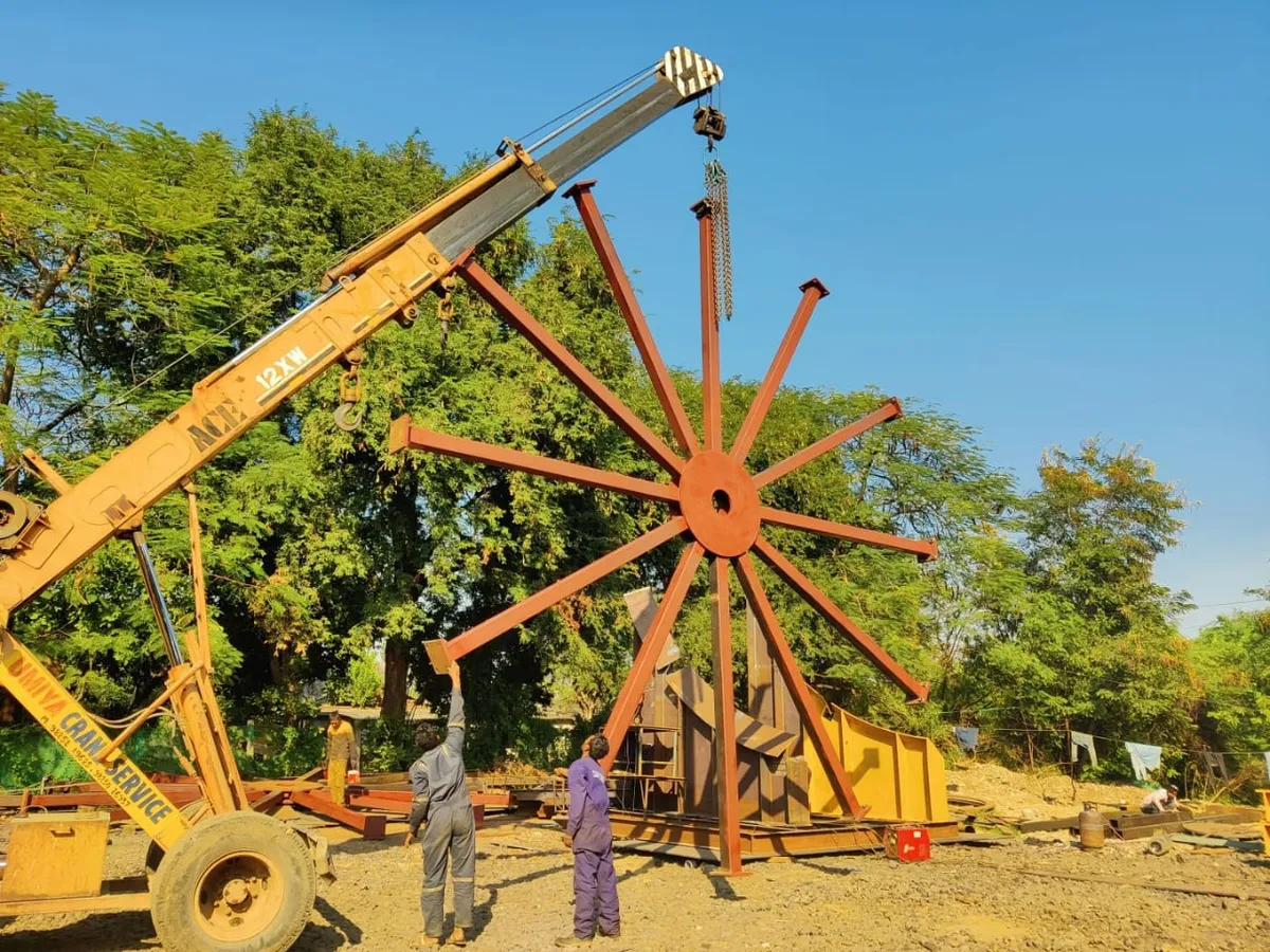 A large radial steel assembly fabricated and handled as a complete unit.