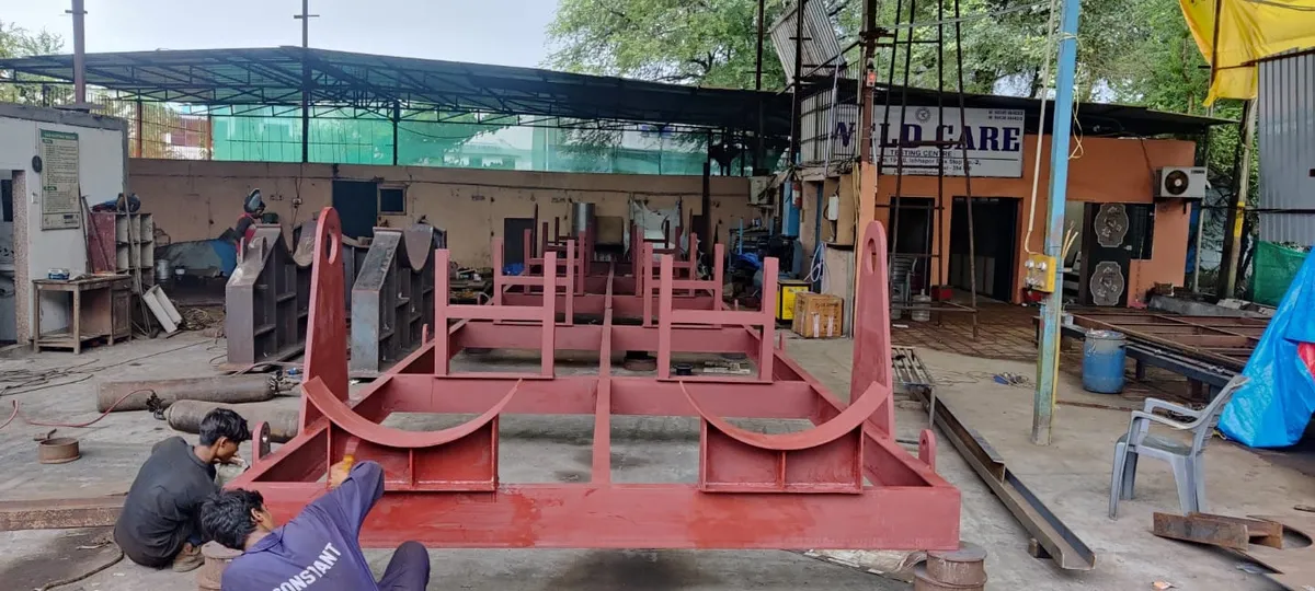 Large curved steel assembly in the workshop